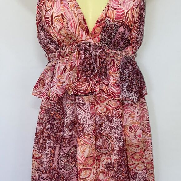 Voyage Los Angeles Dress Pink Paisley “Mediterranean Capri” Dress Sz Sm - Picture 2 of 7